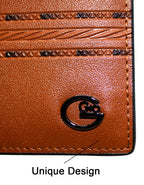GIO 104 Full Grain Genuine Leather Unique Design Bifold Wallet – Brown