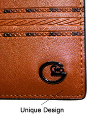 GIO 104 Full Grain Genuine Leather Unique Design Bifold Wallet – Brown