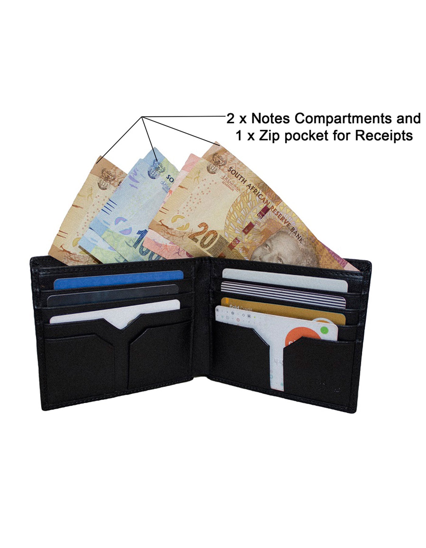 GIO 1622 Full Grain Genuine Leather Bifold Wallet – Black