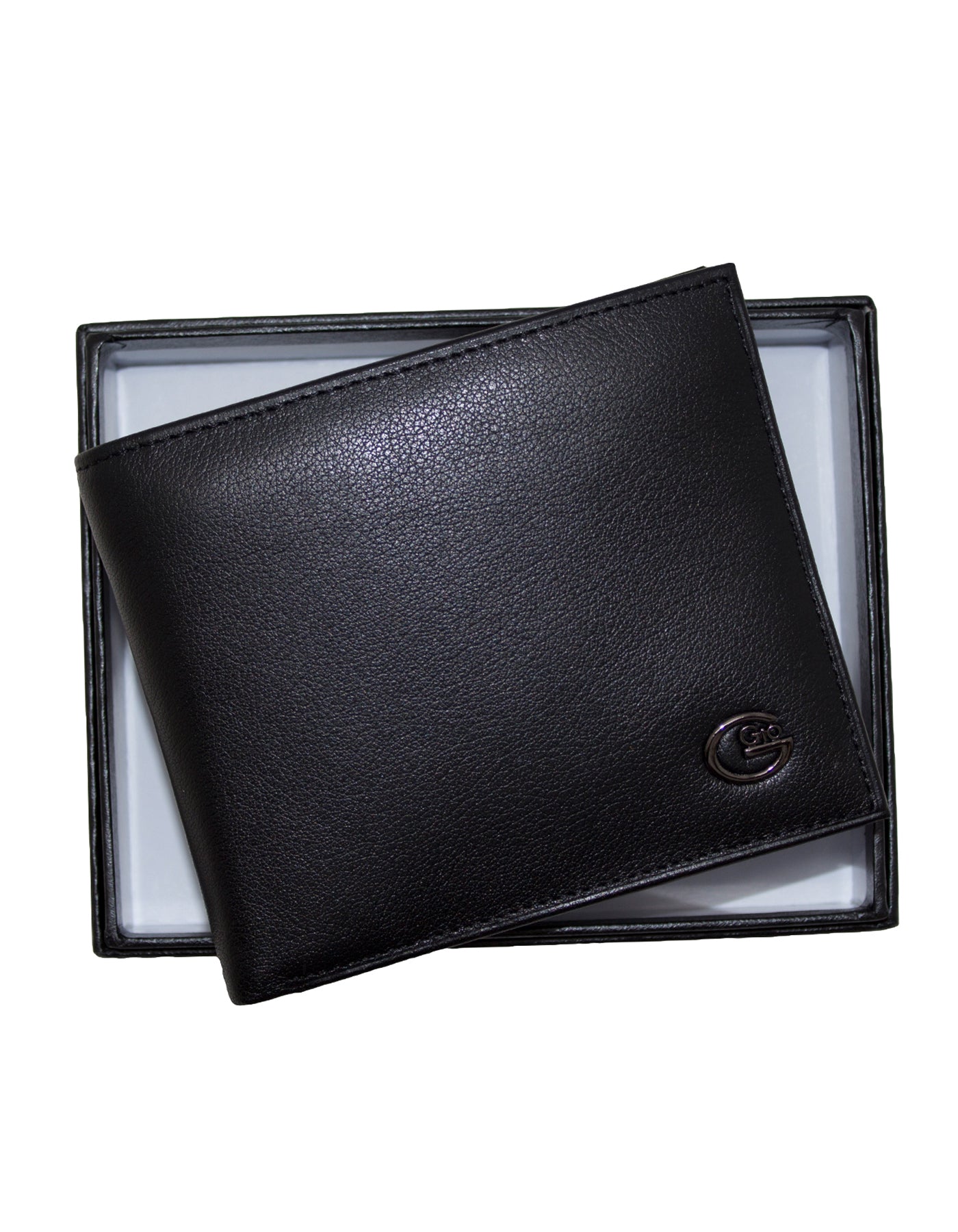 GIO 1623 Full Grain Genuine Leather Bifold Wallet – Black