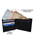 GIO 1623 Full Grain Genuine Leather Bifold Wallet – Black