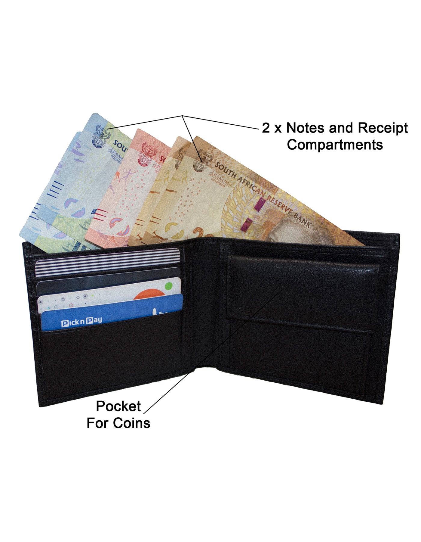 GIO 1623 Full Grain Genuine Leather Bifold Wallet – Black