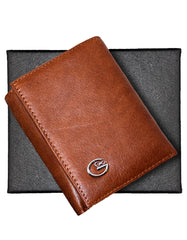 GIO 1624 Top Grain Genuine Leather Slim Compact Wallet with Box- Brown