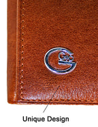 GIO 1624 Top Grain Genuine Leather Slim Compact Wallet with Box- Brown