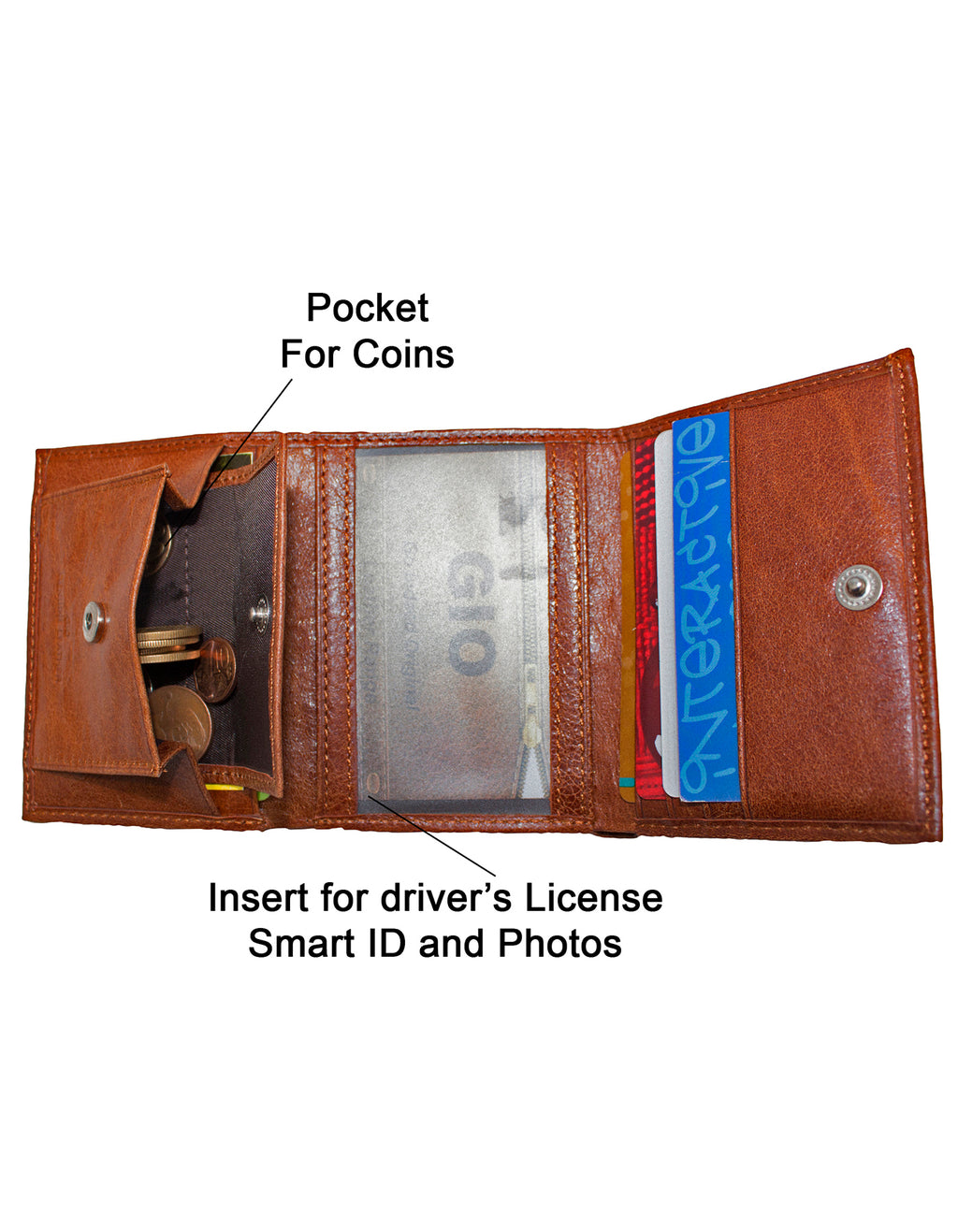 GIO 1624 Top Grain Genuine Leather Slim Compact Wallet with Box- Brown