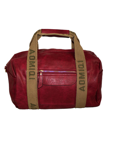 GIO-A153 Faux Leather Duffel or Overnight Travel Bag-Red