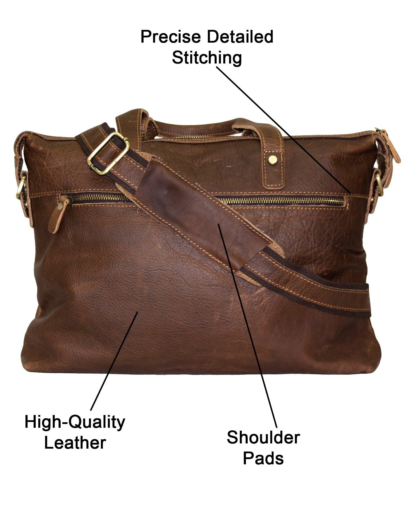 Fino GSX-025 Full Grain Genuine Leather Shoulder Bag – Brown