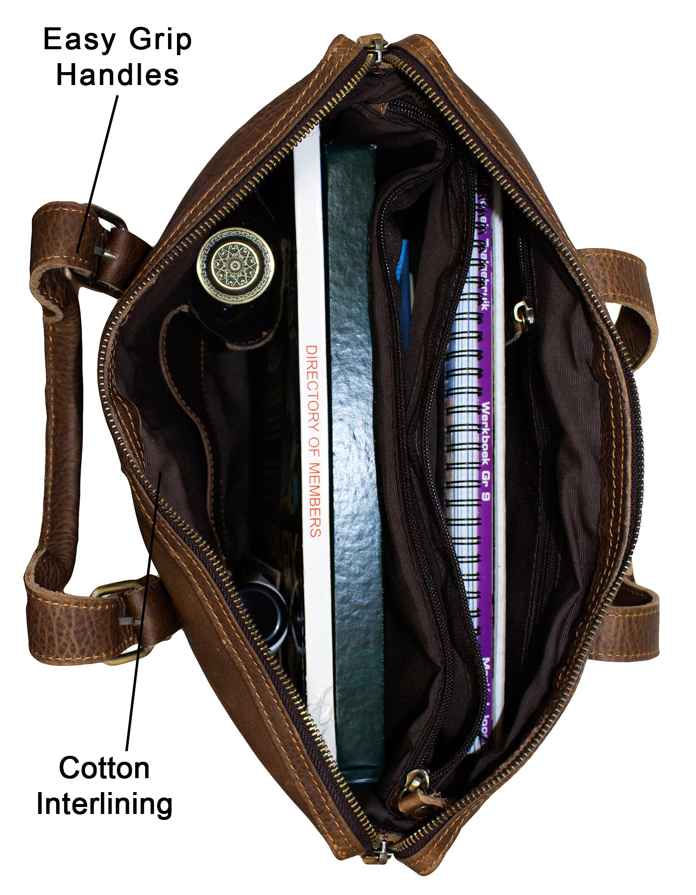 Fino GSX-025 Full Grain Genuine Leather Shoulder Bag – Brown