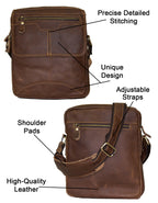 Fino GSX-029 Unisex Full Grain Genuine Leather Sling Bag – Brown