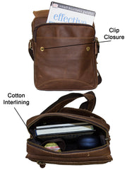 Fino GSX-029 Unisex Full Grain Genuine Leather Sling Bag – Brown