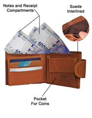 Fino GX-049 Full Grain Genuine Leather Men’s Classic Wallet with Box - Brown