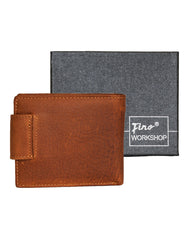Fino GX-049 Full Grain Genuine Leather Men’s Classic Wallet with Box - Brown