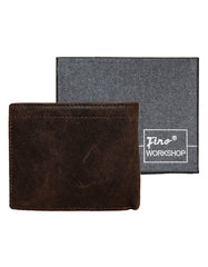 Fino HL-002 Men's Genuine Leather Sim Card Holder Wallet with Box - Brown