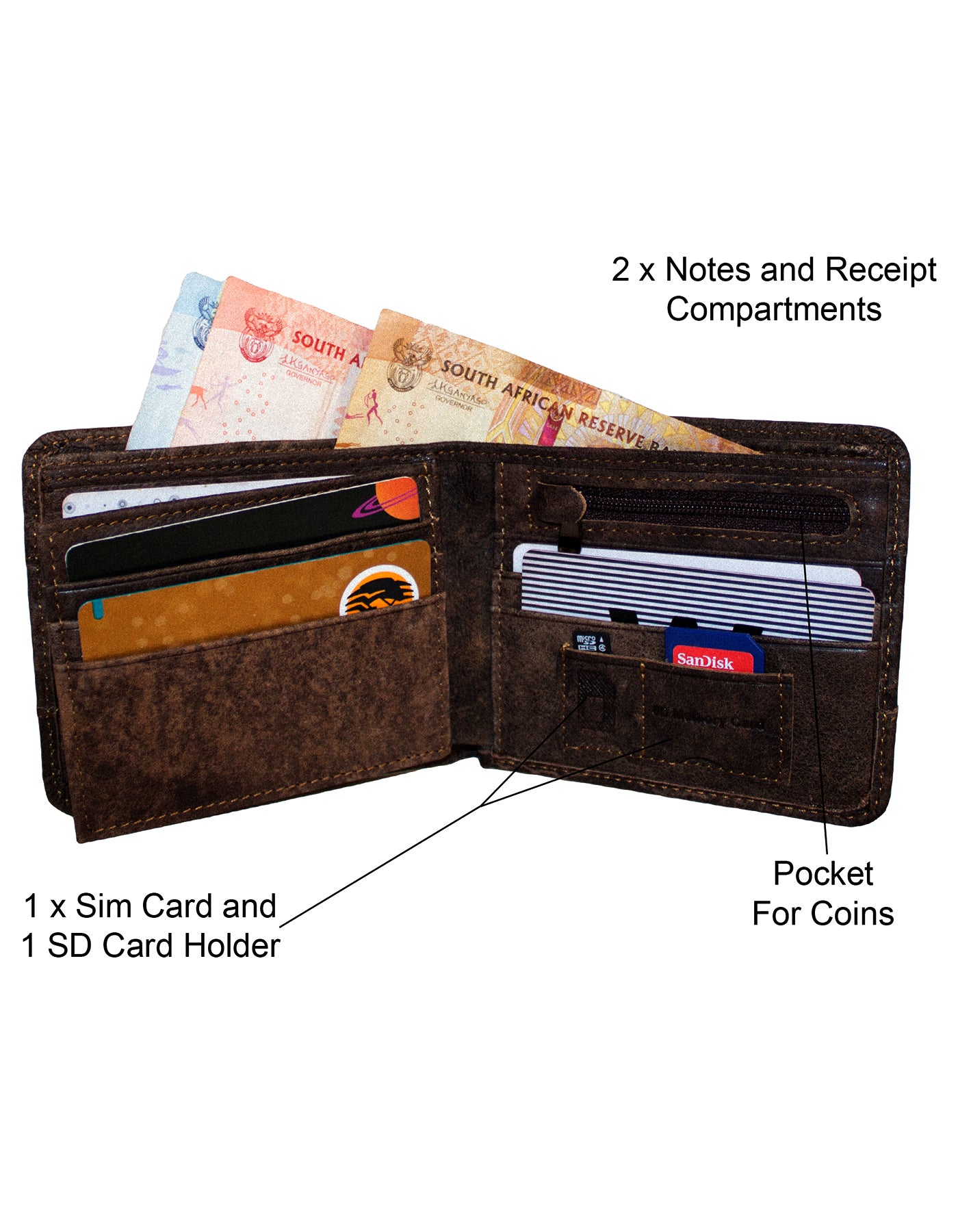 Fino HL-002/RYO Genuine Leather Rhino Wallet with SD Card Holder & Box