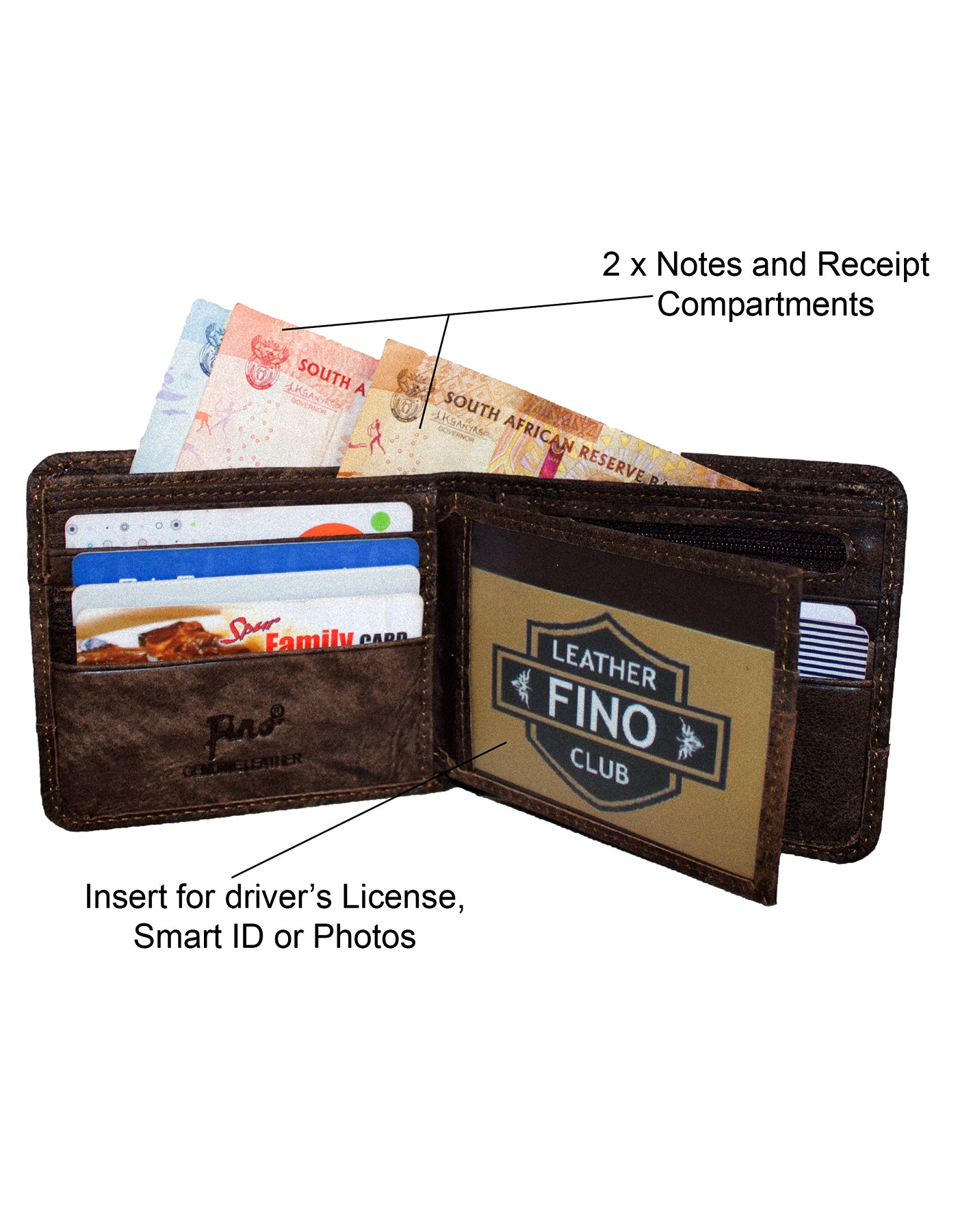 Fino HL-002/RYO Genuine Leather Rhino Wallet with SD Card Holder & Box