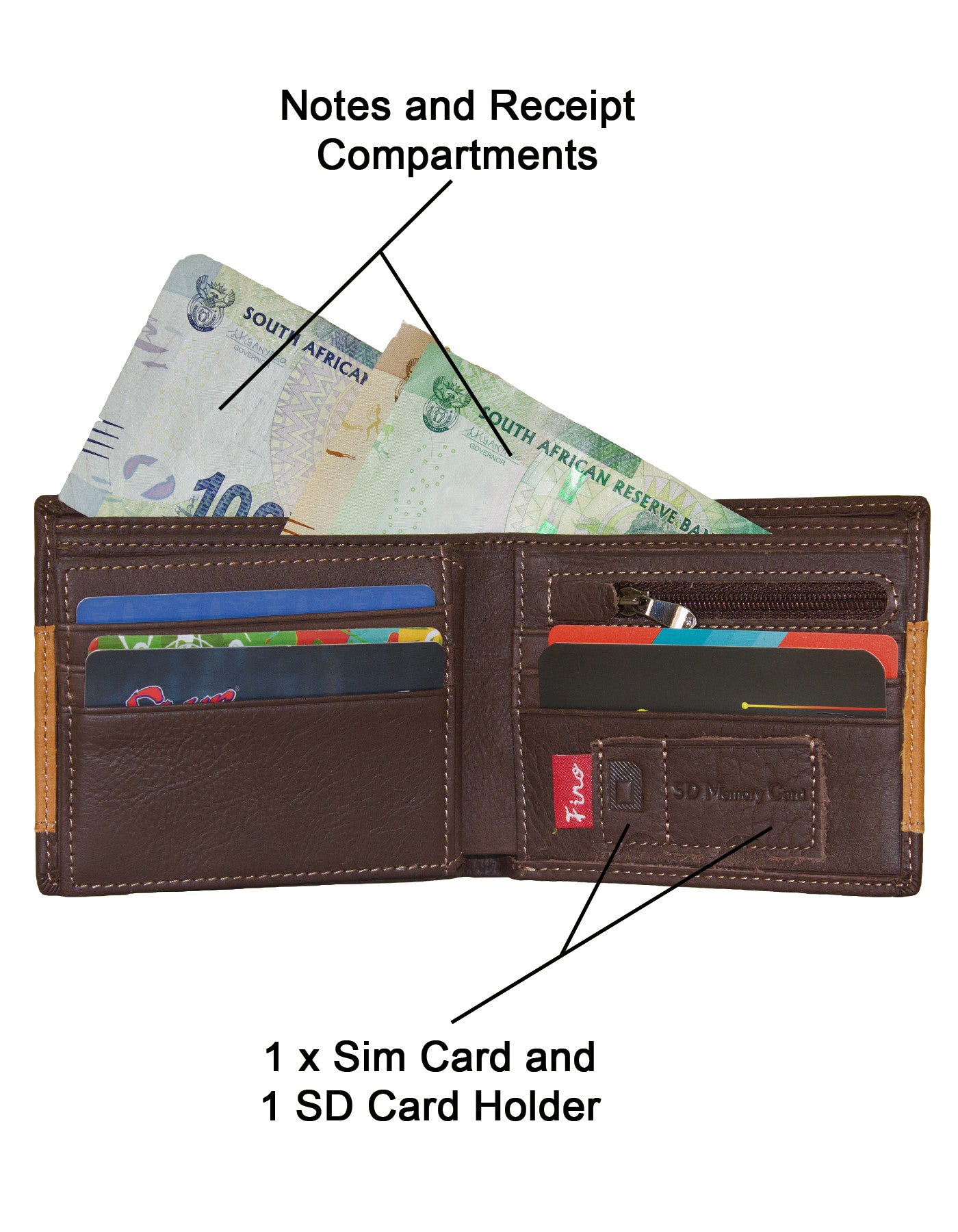Fino HL-007/RYO Genuine Leather Rhino Wallet with SD Card Holder & Box
