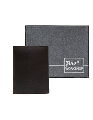 Fino HL-1303B Genuine Leather Left hand Slim Wallet with Box