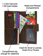 Fino HL-P1403 Unisex Genuine Leather Bifold Wallet In Box - Brown