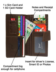 Fino HL-P1403 Unisex Genuine Leather Bifold Wallet In Box - Brown