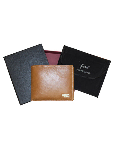 Fino HL-1501 Full Grain Genuine Leather Logo Print Wallet with Box