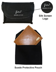 Fino HL-1501 Full Grain Genuine Leather Logo Print Wallet with Box