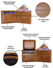 Fino HL-1501 Full Grain Genuine Leather Logo Print Wallet with Box