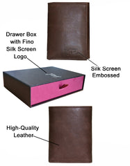 Fino HL-1506 Full Grain Genuine Leather Slim Compact Wallet with Box