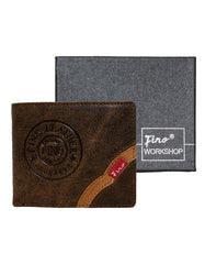 Fino HL-504 Genuine Leather Stitch Design Wallet with SD Card Holder & Box