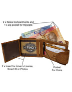 Fino HL-505 Genuine Leather Wolf Wallet with SD Card Holder & Box