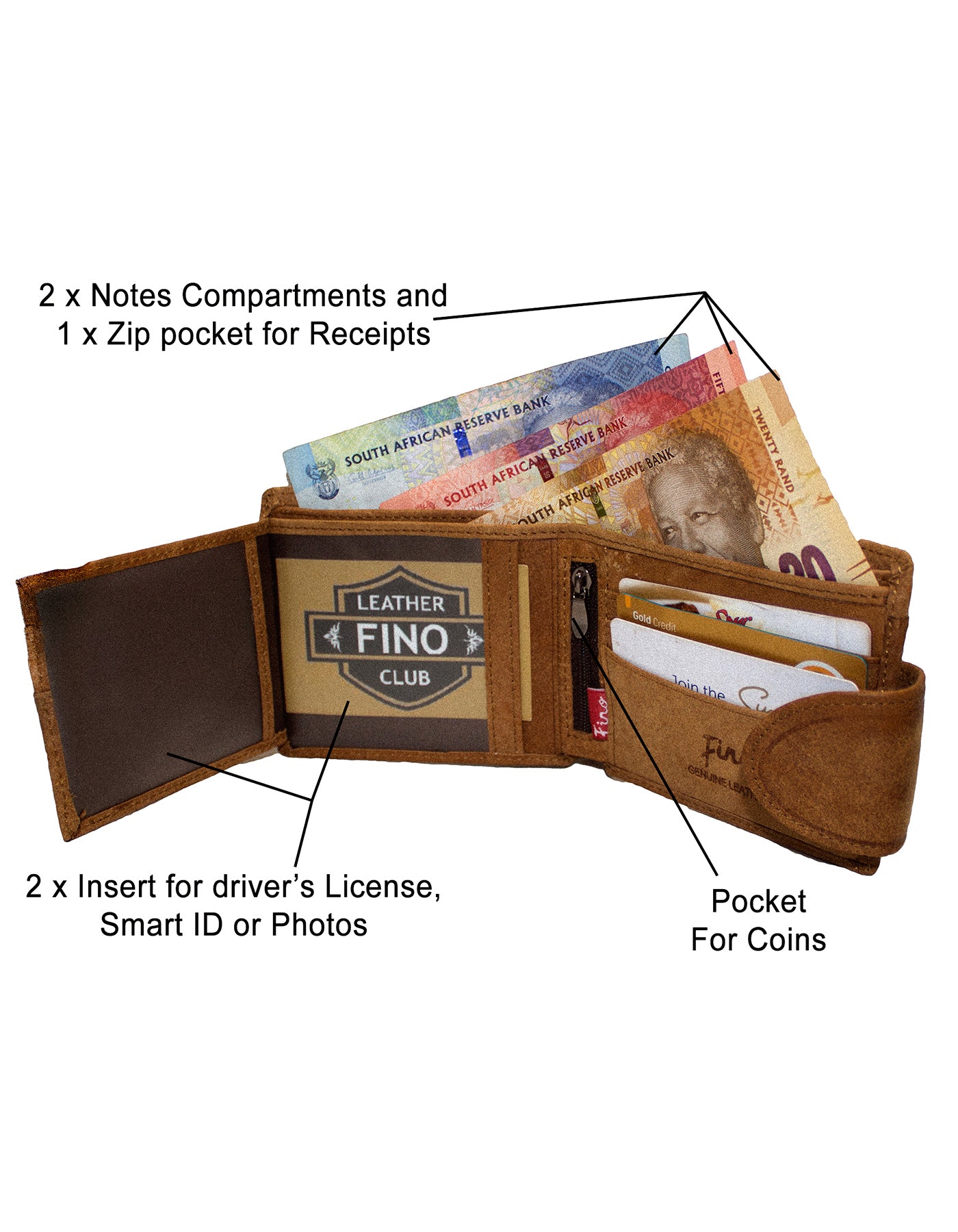 Fino HL-505 Genuine Leather Wolf Wallet with SD Card Holder & Box
