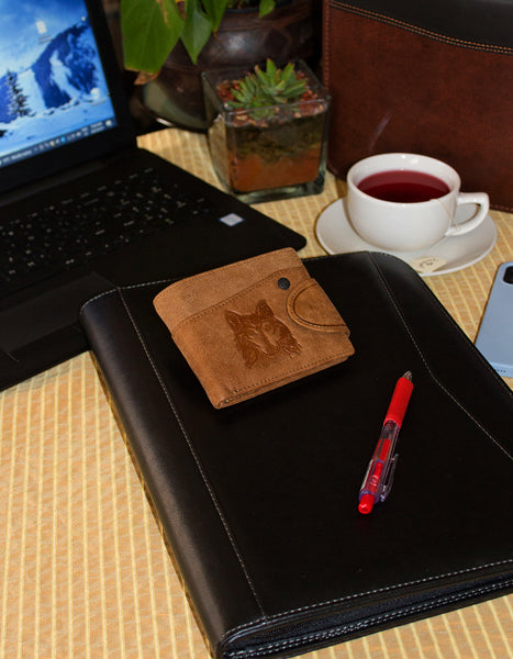 Fino HL-505 Genuine Leather Wolf Wallet with SD Card Holder & Box