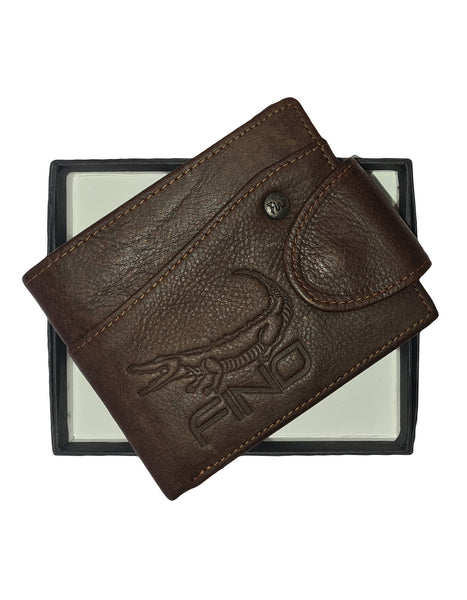 Fino HL-508 Genuine Leather Crocodile Embossed Wallet with Box - Coffee