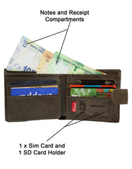 Fino HL-518/RYO Genuine Leather Rhino Wallet with SD Card Holder & Box