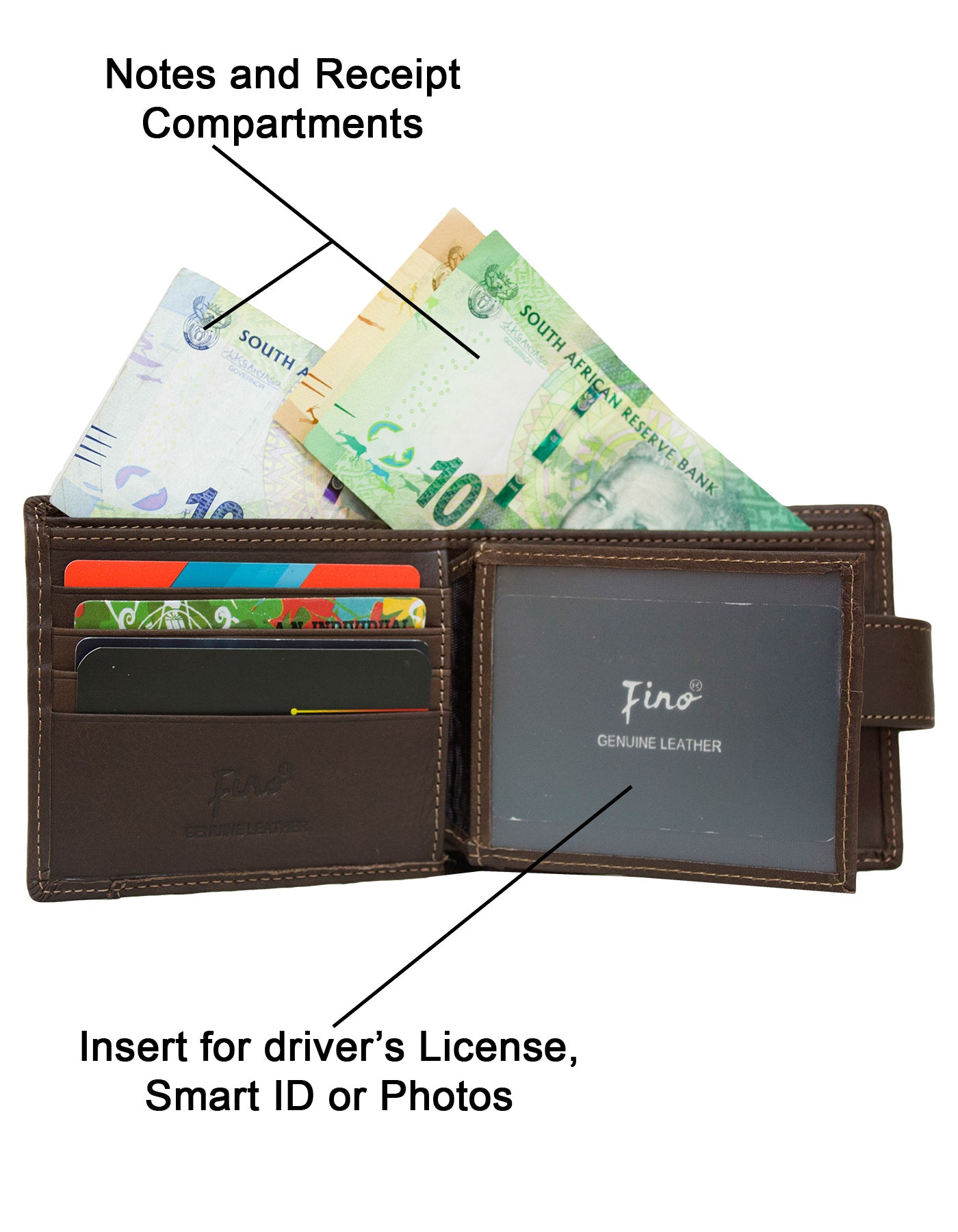 Fino HL-518/WOLF Genuine Leather Wolf Wallet with SD Card Holder & Box