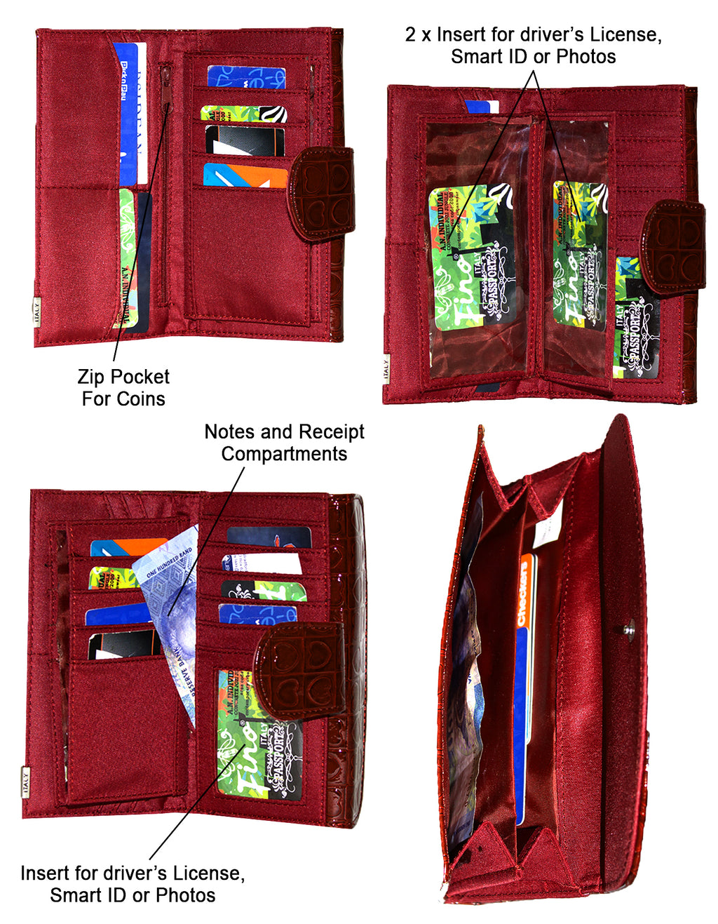 Fino HT-310 Heart Printed Purse - Red