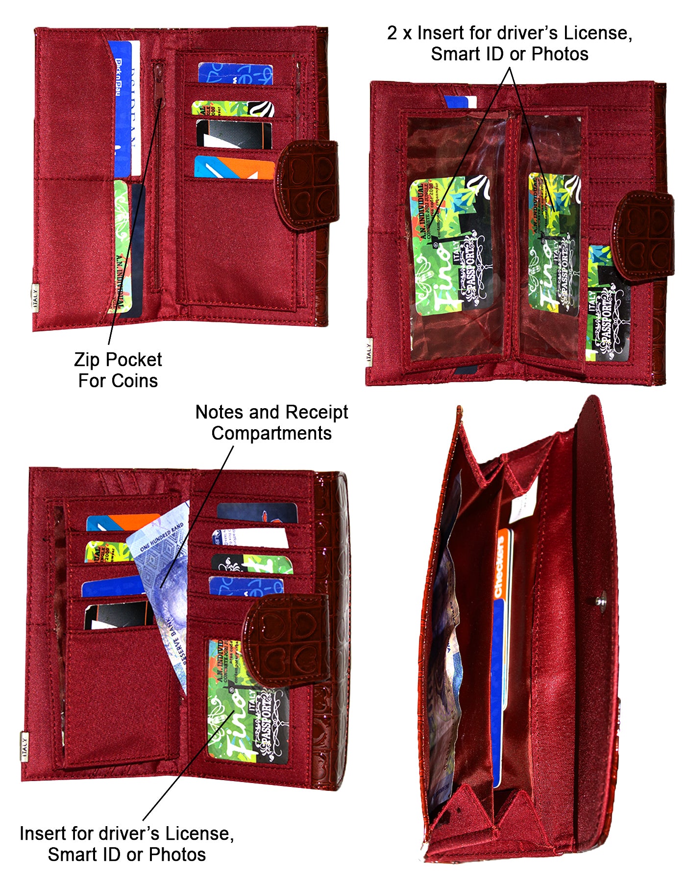 Fino HT-310 Heart Printed Purse - Red