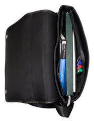 Fino HX-616 Unisex Faux Leather Messenger Bag - Black