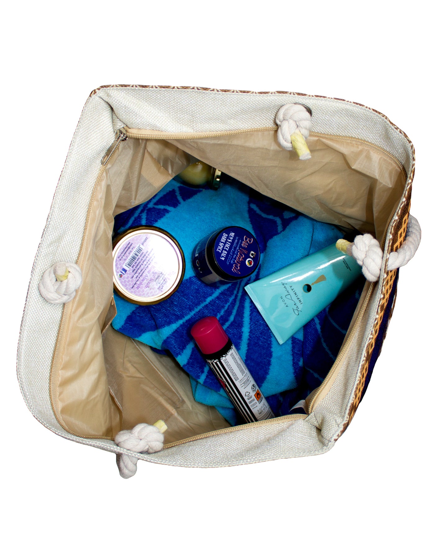 Fino JH-19053 African Elephant Canvas Oversize Beach /Shopping/ Tote Bag - Beige & Brown