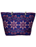 Fino JH-18051 Exotic Print Canvas Oversize Beach /Shopping/ Tote Bag - Purple & Pink