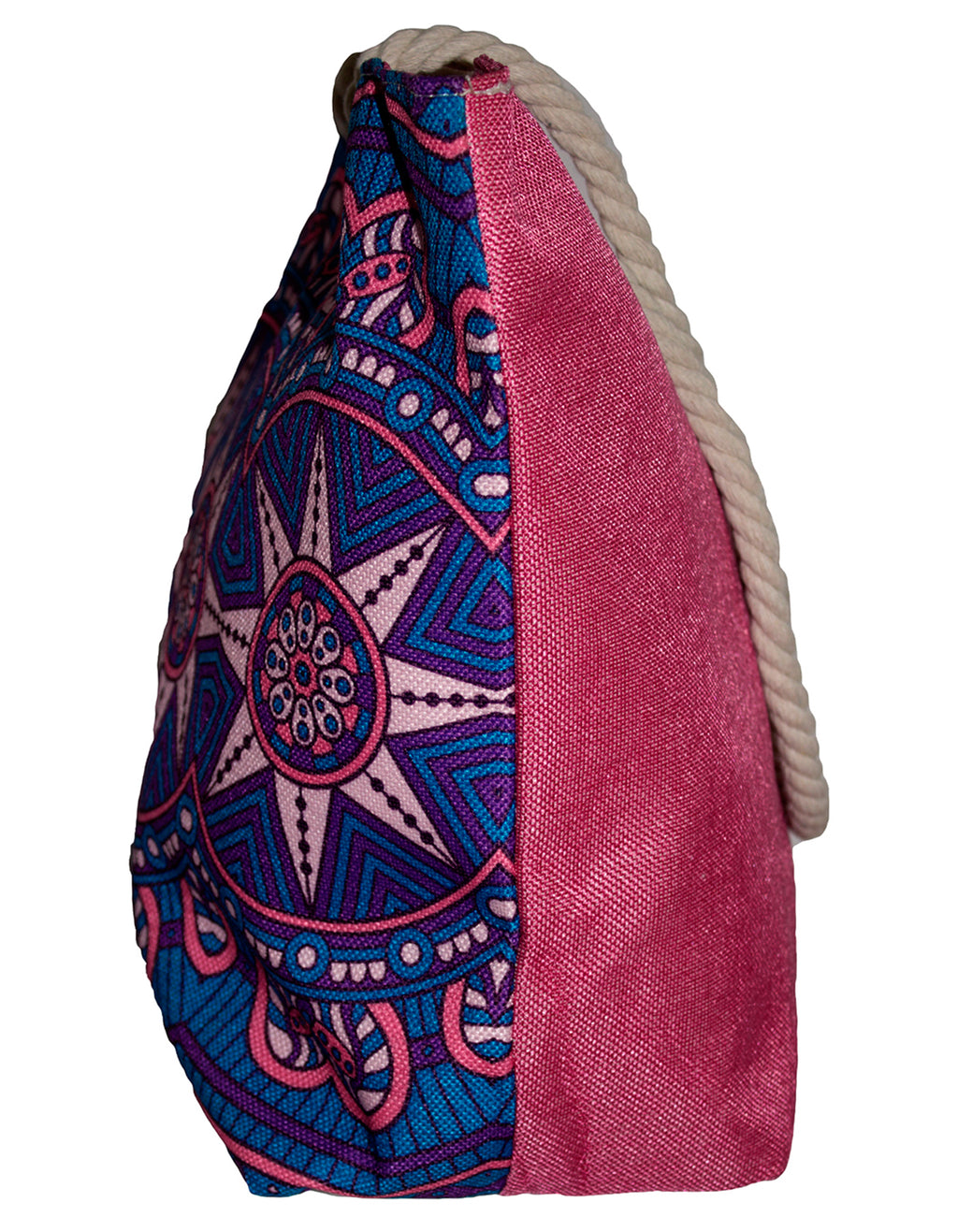 Fino JH-18051 Exotic Print Canvas Oversize Beach /Shopping/ Tote Bag - Purple & Pink