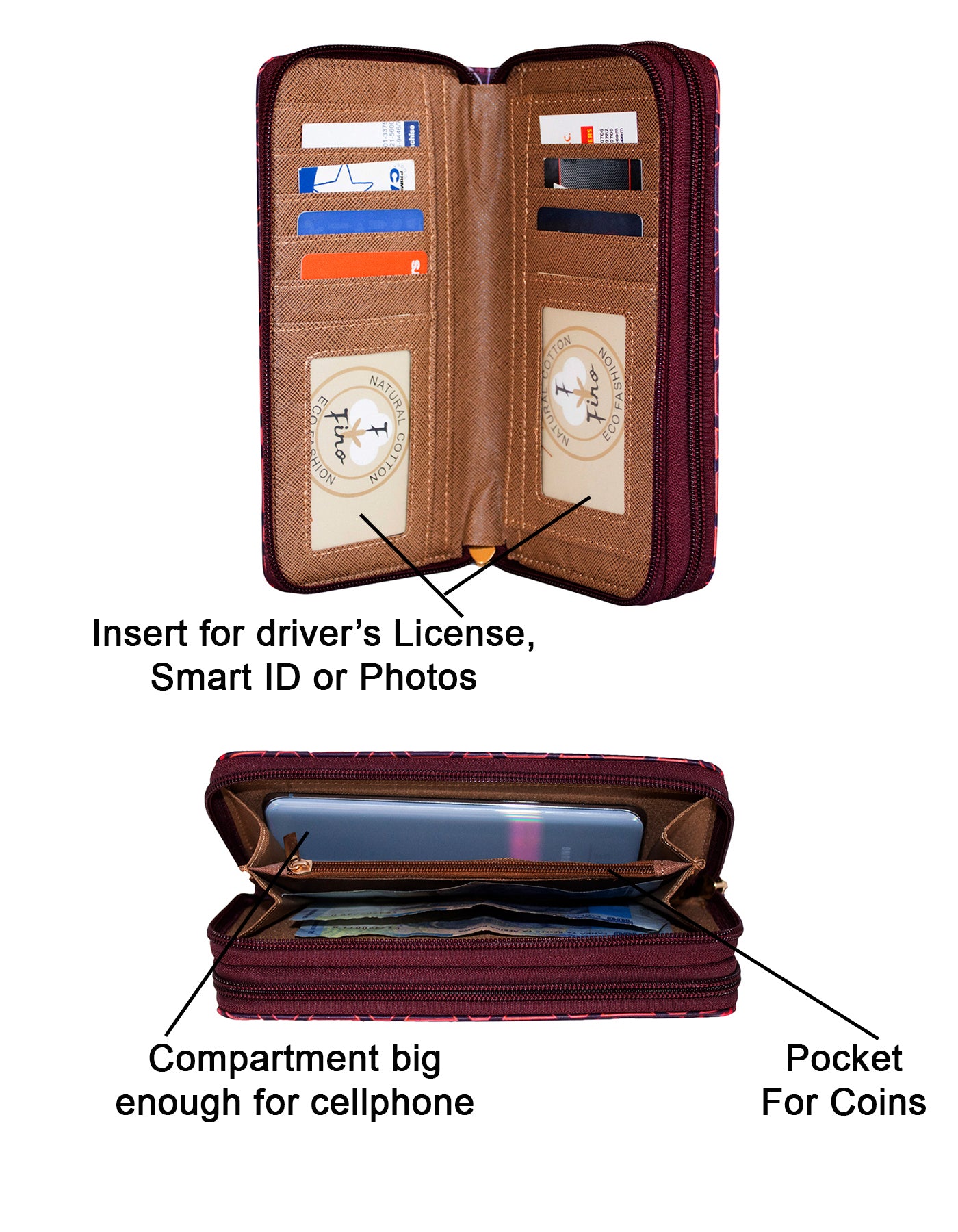 Fino JH-798D Faux Leather Grab & Go All in 1 Purse with Cellphone Pouch