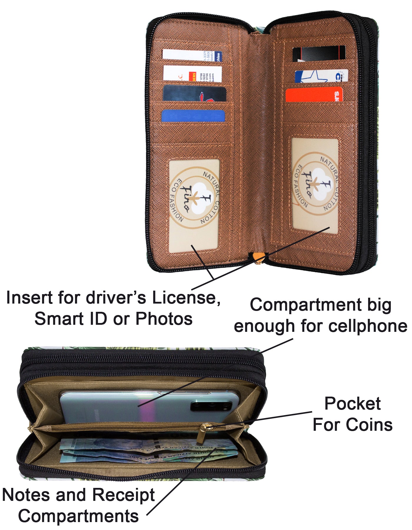 Fino JH-798H Faux Leather Grab & Go All in 1 Purse with Cellphone Pouch