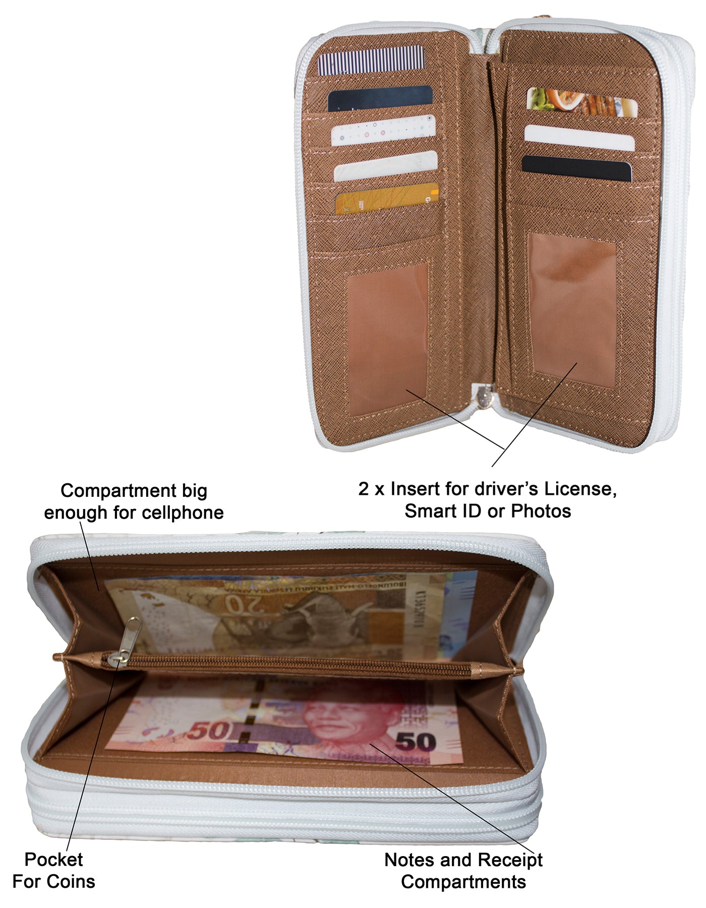 Fino JH798B Faux Leather Grab & Go All in 1 Purse with Cellphone Pouch