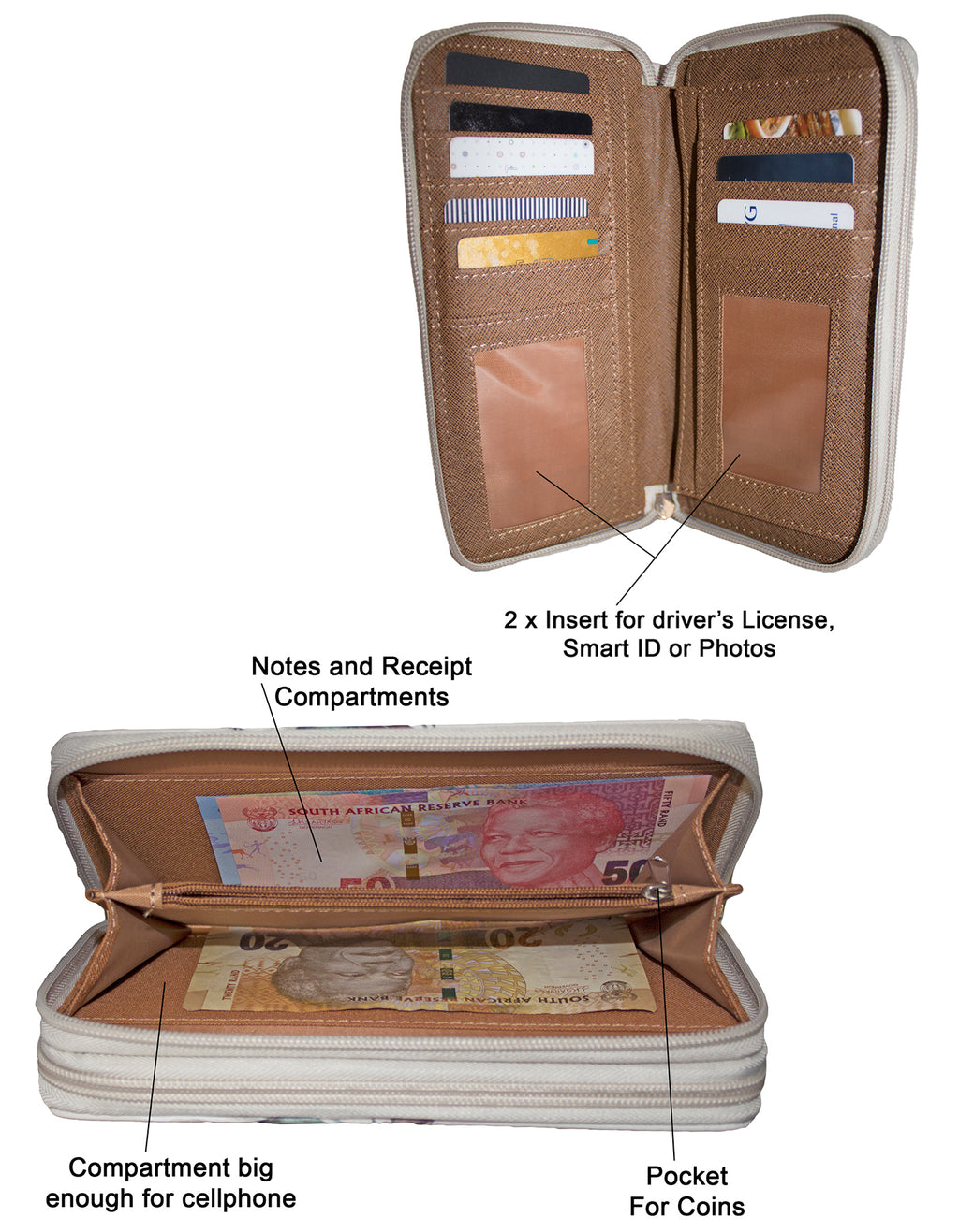 Fino JH798C Faux Leather Grab & Go All in 1 Purse with Cellphone Pouch