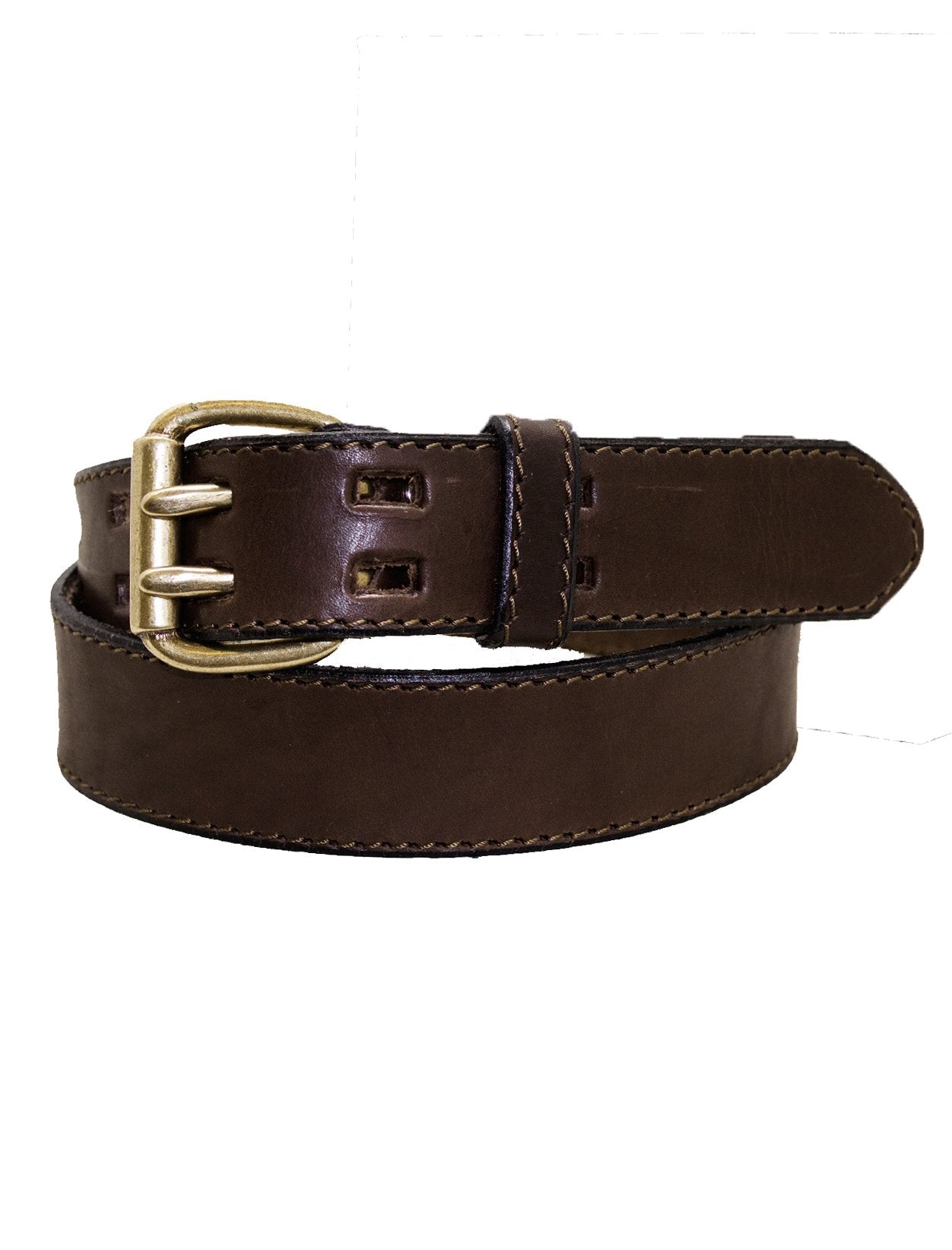 Luvsa KW-B72 Full Grain Veg Tanned Handmade Leather Belt with Box - Brown