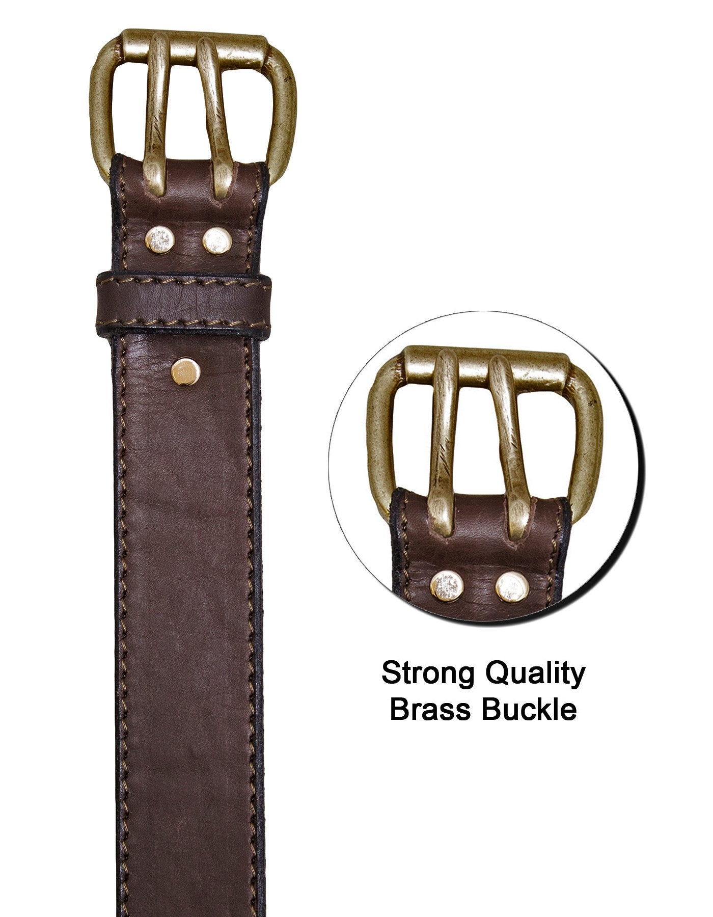 Luvsa KW-B72 Full Grain Veg Tanned Handmade Leather Belt with Box - Brown