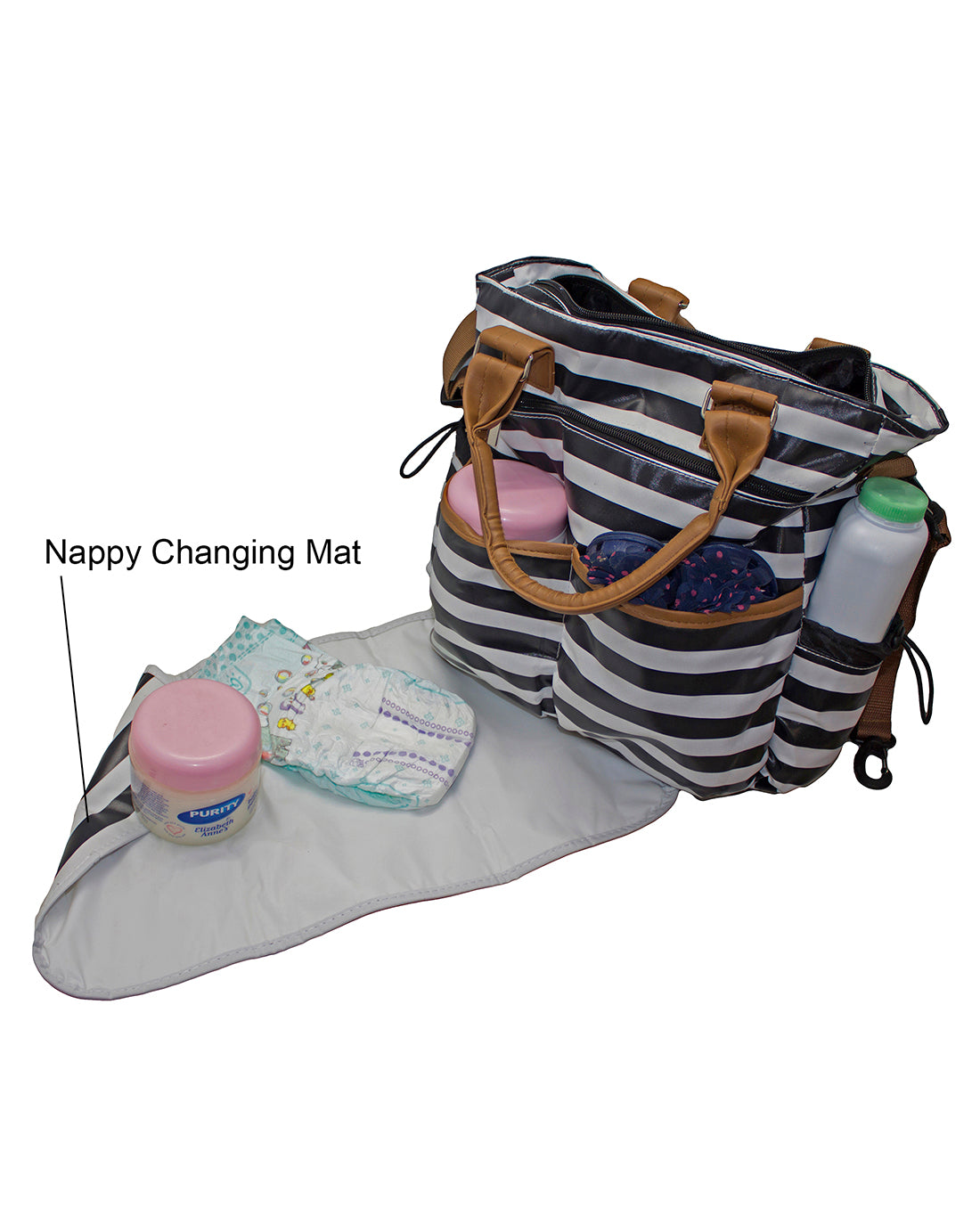 Fino KY016 Waterproof Baby Nappy Bag - Black & White
