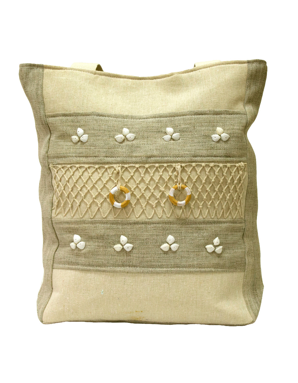 Fino LB-0002 Seashore Net Design Beach Hessian Bag