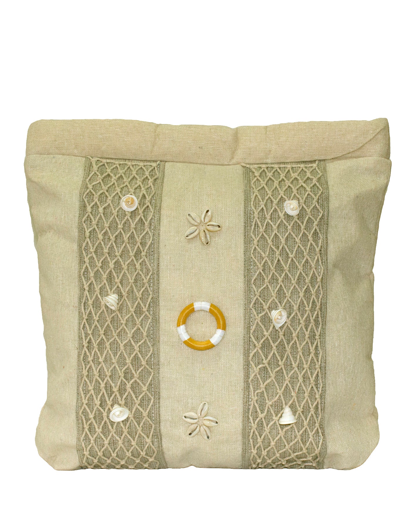 Fino LB-0003 Seashore Shell & Net Design Beach Shoulder Hessian Bag