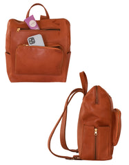 Luvsa LS-HO402 Full Grain Genuine Leather Fashion Backpack- Brown